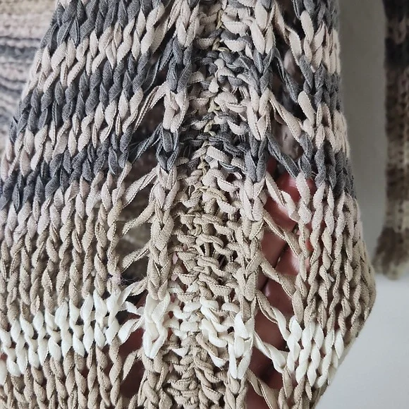 Free People Desert Moon Striped Long Sleeve Loose Ribbon Yarn Knit Sweater S - Picture 10 of 13